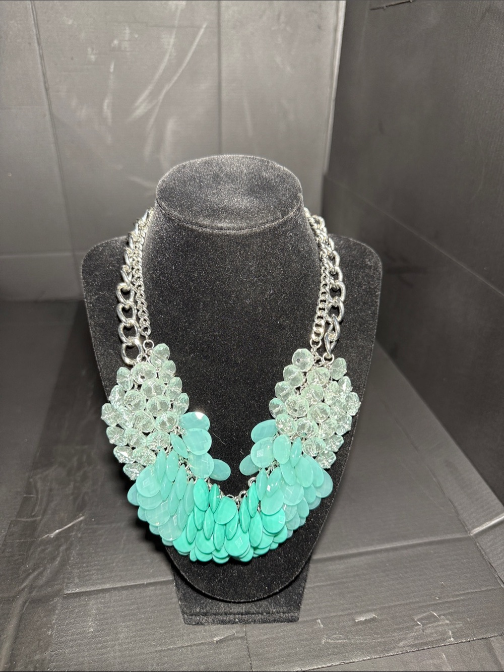 Talbots vintage Teal Cluster Necklace for Women